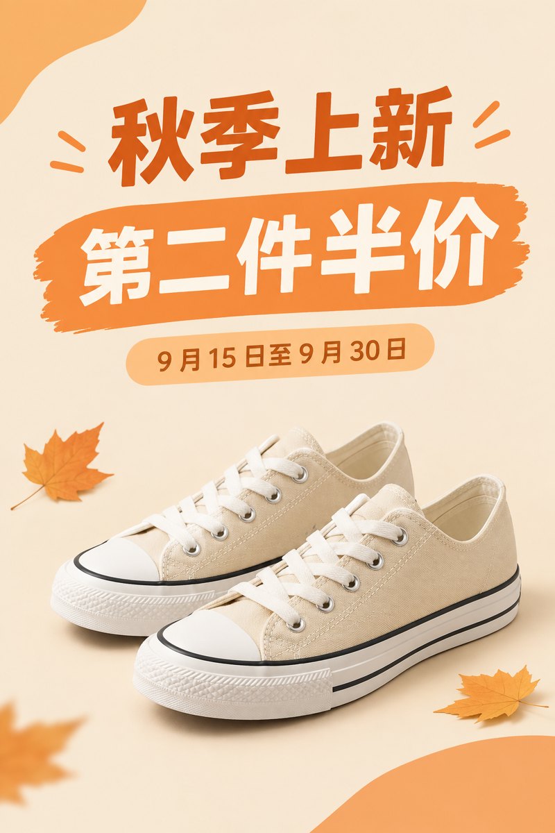 GPT Image 2 生成的秋季上新促销海报，中文标题清晰