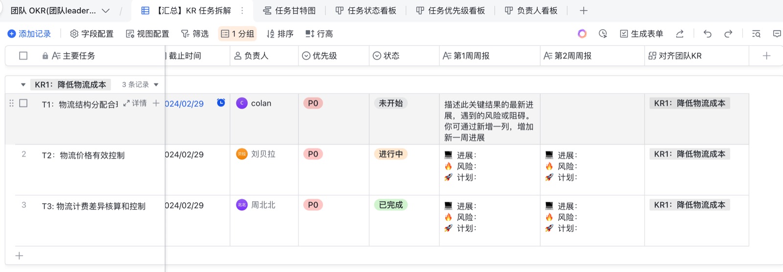 飞阅会逐人过 OKR 进展